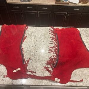 Whitman red rough out leather chaps.